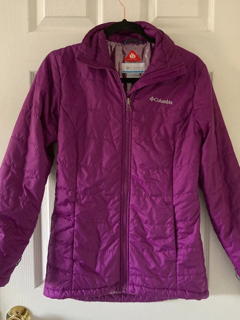 Columbia Mighty Lite Jacket Women’s XS Purple Omni-Heat Short Puffer Coat